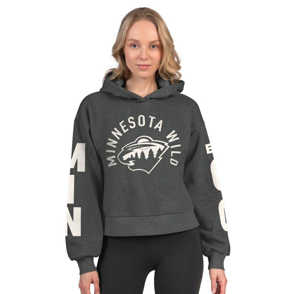 NHL Heather Charcoal Minnesota Wild Starter Women's Star Player Cropped Fleece Hoodie