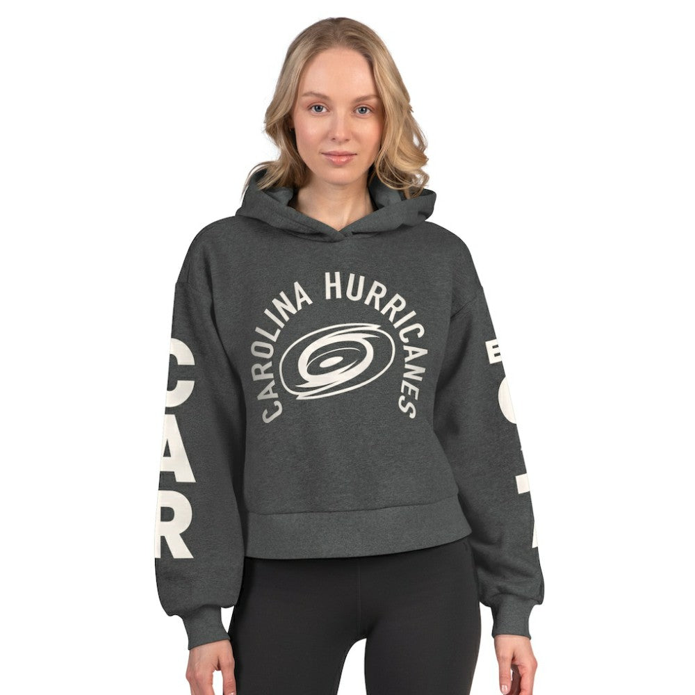 NHL Heather Charcoal Carolina Hurricanes Starter Women's Star Player Cropped Fleece Hoodie