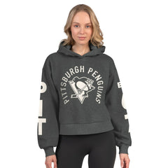 NHL Heather Charcoal Pittsburgh Penguins Starter Women's Star Player Cropped Fleece Hoodie