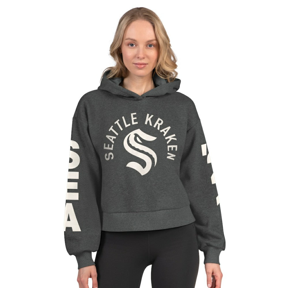NHL Heather Charcoal Seattle Kraken Starter Women's Star Player Cropped Fleece Hoodie