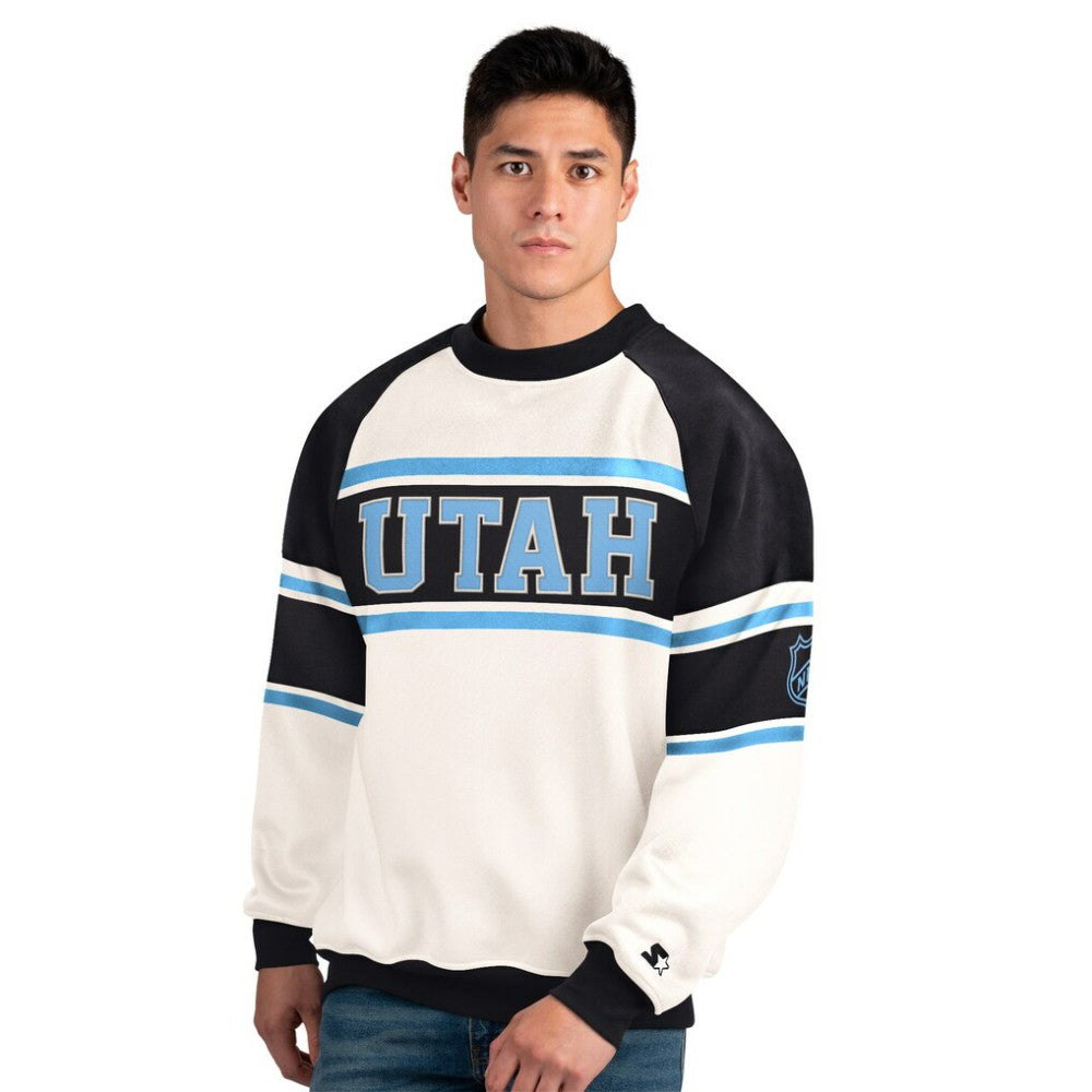 NHL White Utah Mammoth Starter Male Adult Defense Fleece Crewneck Sweatshirt