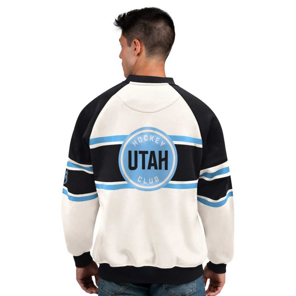 NHL White Utah Mammoth Starter Male Adult Defense Fleece Crewneck Sweatshirt