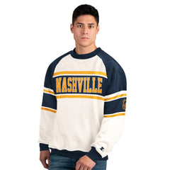 NHL White Nashville Predators Starter Male Adult Defense Fleece Crewneck Sweatshirt