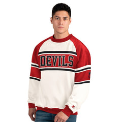 NHL White New Jersey Devils Starter Male Adult Defense Fleece Crewneck Sweatshirt