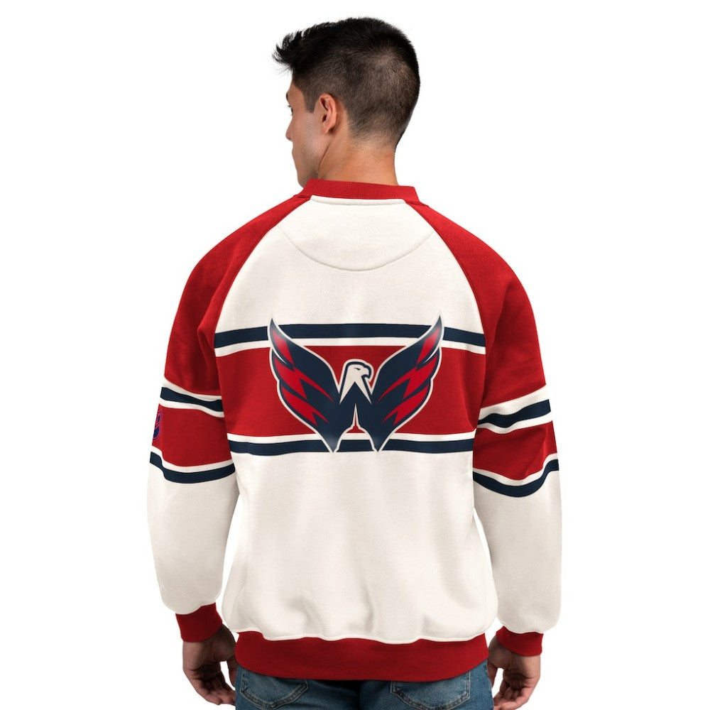 NHL White Washington Capitals Starter Male Adult Defense Fleece Crewneck Sweatshirt