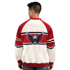 NHL White Washington Capitals Starter Male Adult Defense Fleece Crewneck Sweatshirt
