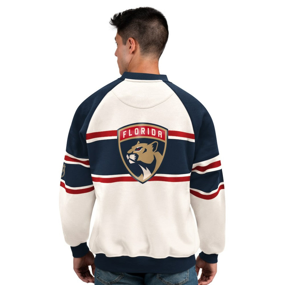 NHL White Florida Panthers Starter Male Adult Defense Fleece Crewneck Sweatshirt