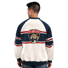 NHL White Florida Panthers Starter Male Adult Defense Fleece Crewneck Sweatshirt