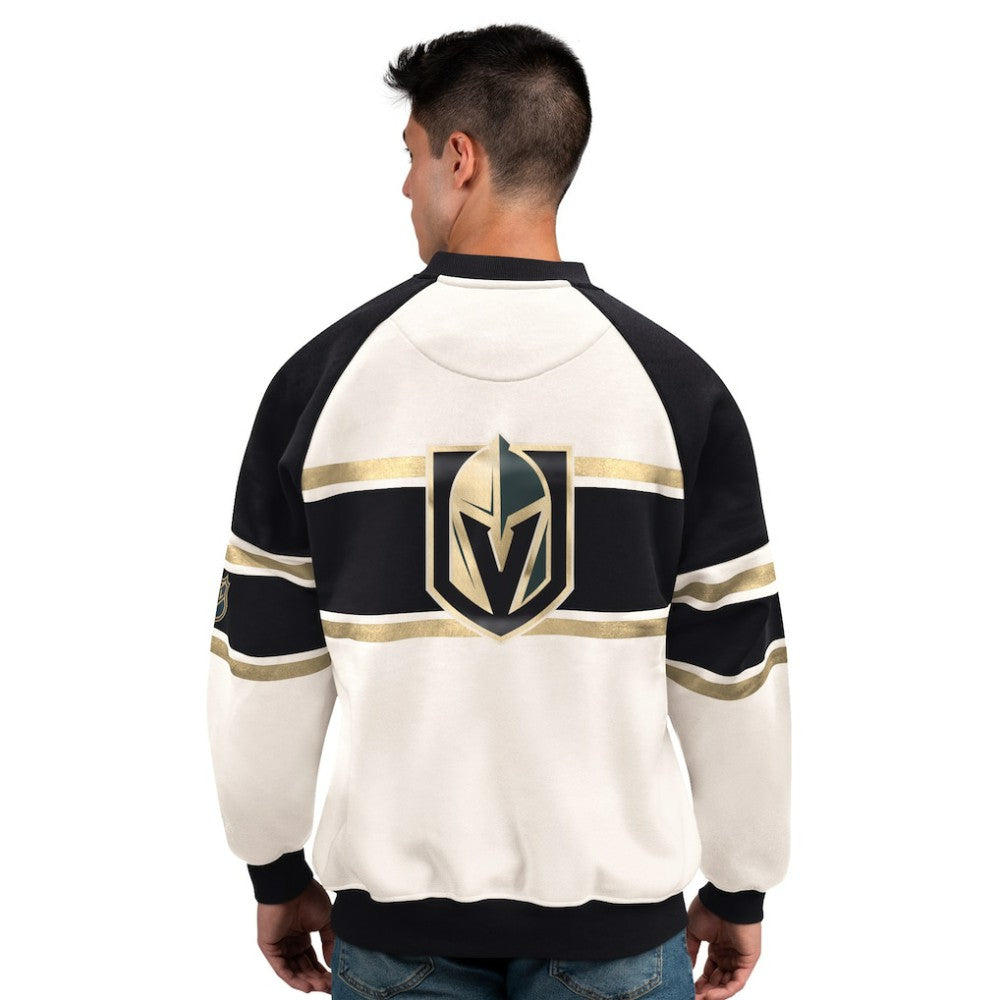 NHL White Vegas Golden Knights Starter Male Adult Defense Fleece Crewneck Sweatshirt