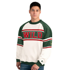 NHL White Minnesota Wild Starter Male Adult Defense Fleece Crewneck Sweatshirt