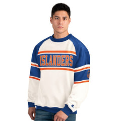 NHL White New York Islanders Starter Male Adult Defense Fleece Crewneck Sweatshirt