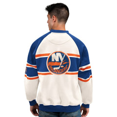 NHL White New York Islanders Starter Male Adult Defense Fleece Crewneck Sweatshirt