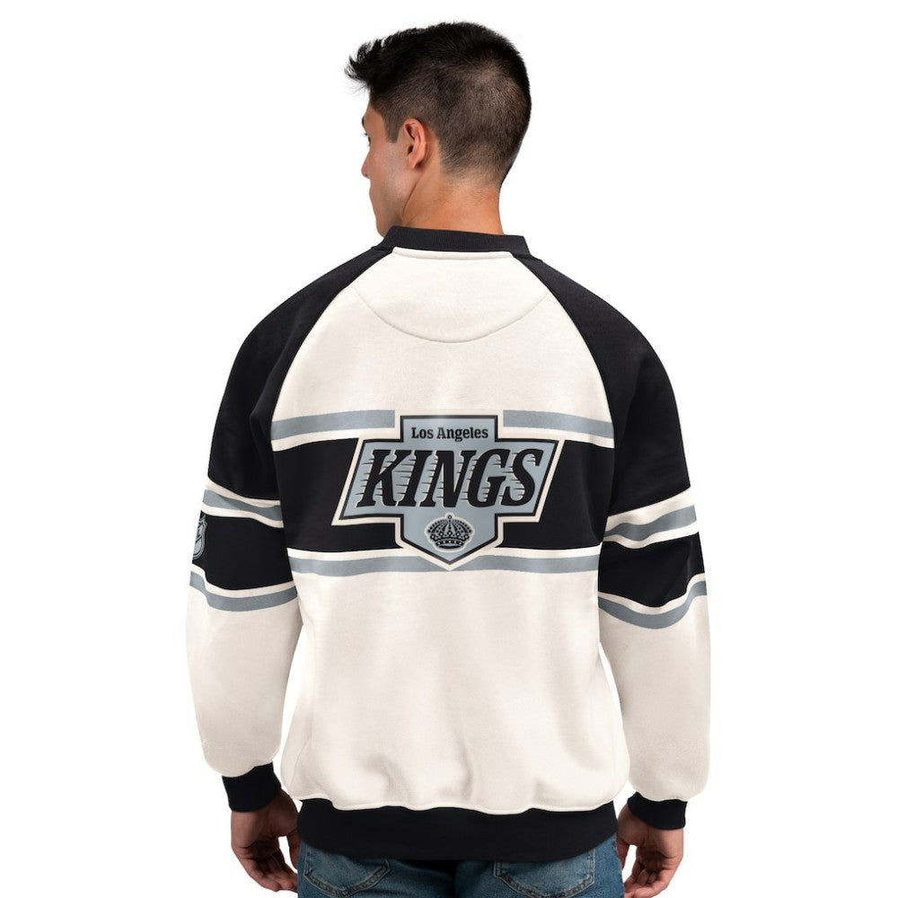 NHL White Los Angeles Kings Starter Male Adult Defense Fleece Crewneck Sweatshirt