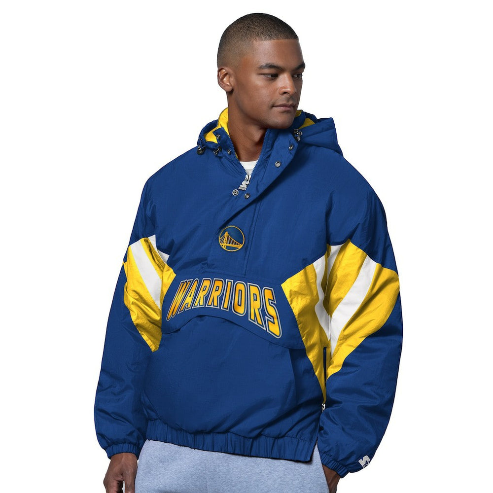 NBA Golden State Warriors Starter The Line Up Oxford Crinkle Half-Zip Hooded Jacket sale