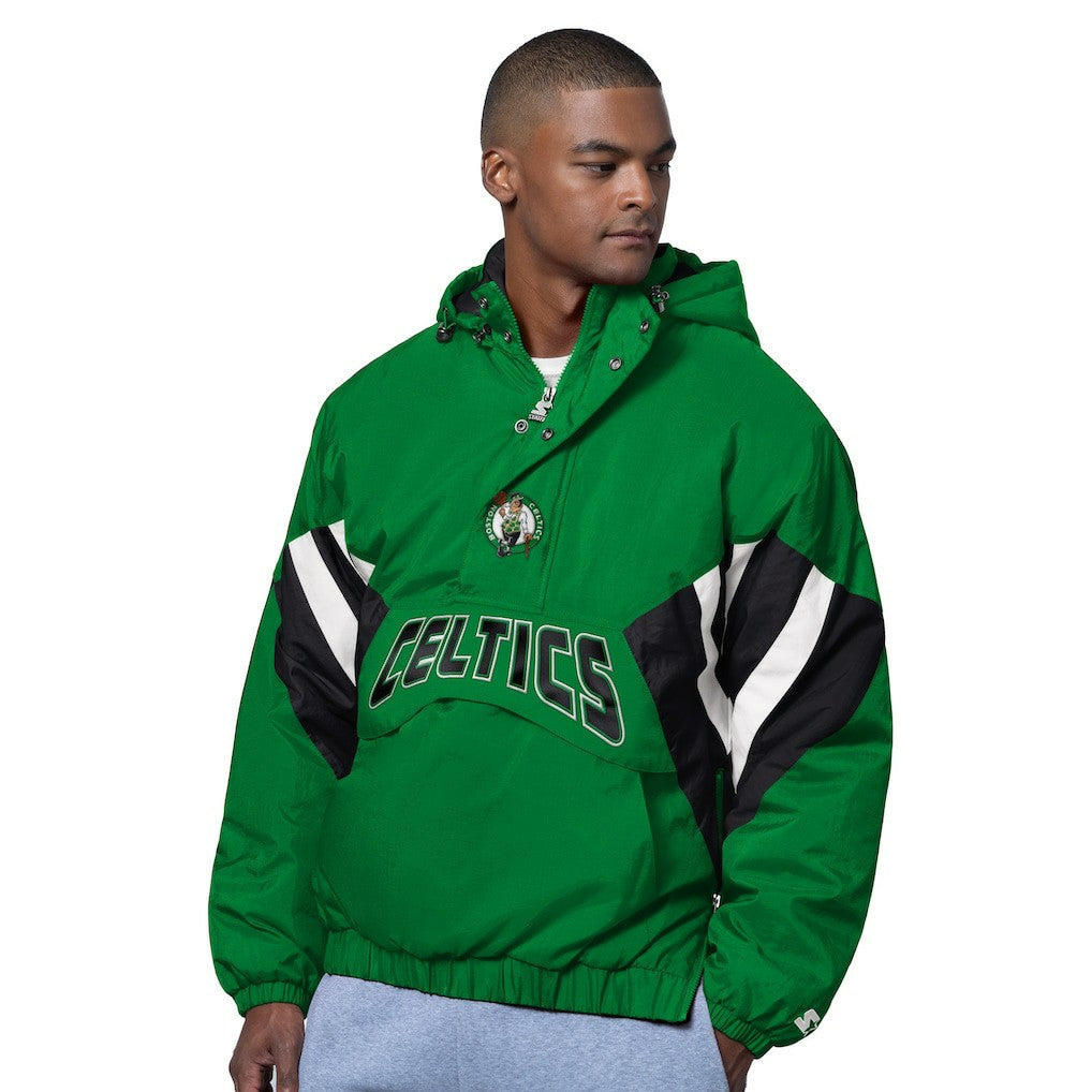 NBA Boston Celtics Starter The Line Up Oxford Crinkle Half-Zip Hooded Jacket