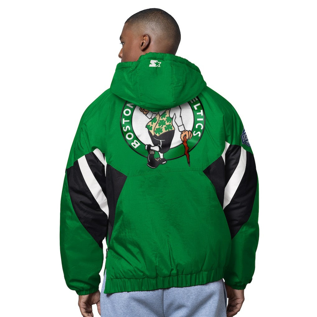 NBA Boston Celtics Starter The Line Up Oxford Crinkle Half-Zip Hooded Jacket