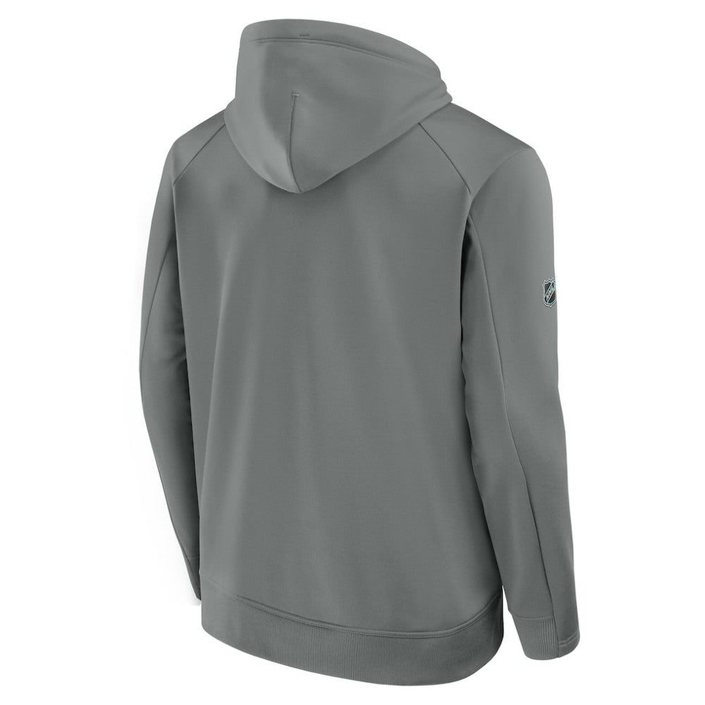 NHL Gray Edmonton Oilers Fanatics 2025 Stanley Cup Playoffs Authentic Pro Rink Fly Fleece Pullover Hoodie