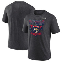 NHL Heather Charcoal Florida Panthers Fanatics 2025 Stanley Cup Playoffs Crossbar Tri-Blend T-Shirt