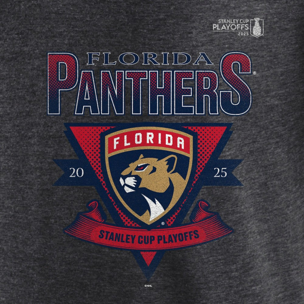 NHL Heather Charcoal Florida Panthers Fanatics 2025 Stanley Cup Playoffs Crossbar Tri-Blend T-Shirt