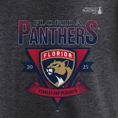 NHL Heather Charcoal Florida Panthers Fanatics 2025 Stanley Cup Playoffs Crossbar Tri-Blend T-Shirt