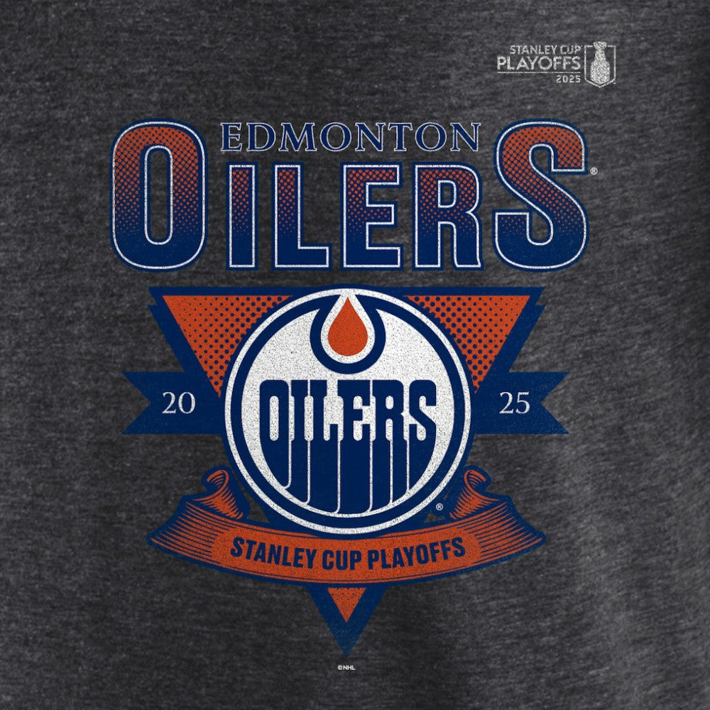 NHL Heather Charcoal Edmonton Oilers Fanatics 2025 Stanley Cup Playoffs Crossbar Tri-Blend T-Shirt