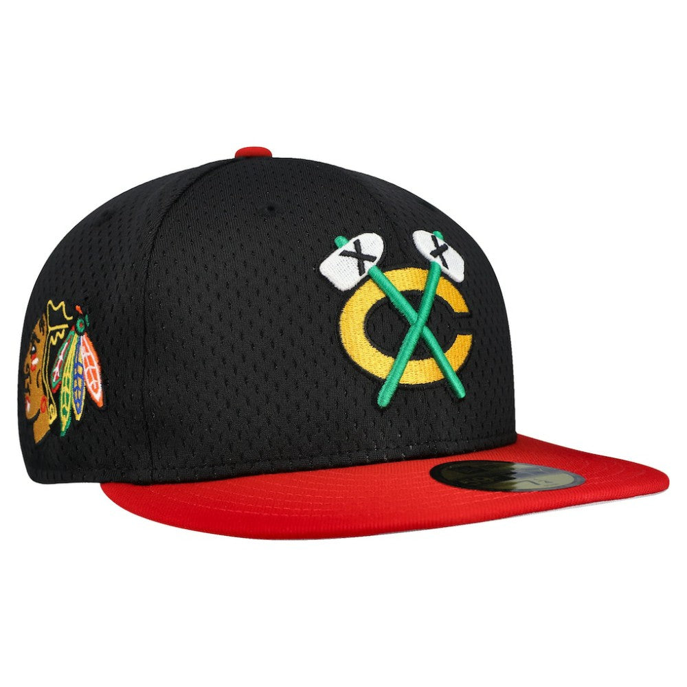 NHL Black/Red Chicago Blackhawks New Era Mesh Crown Two-Tone 59FIFTY Fitted Hat