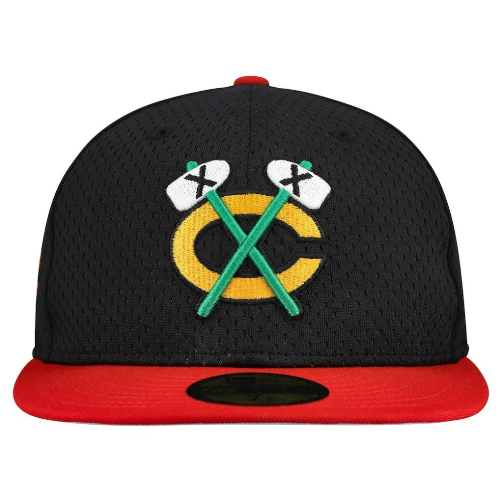NHL Black/Red Chicago Blackhawks New Era Mesh Crown Two-Tone 59FIFTY Fitted Hat