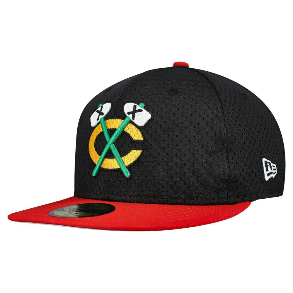 NHL Black/Red Chicago Blackhawks New Era Mesh Crown Two-Tone 59FIFTY Fitted Hat