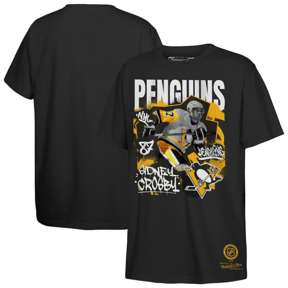 NHL Black Sidney Crosby Pittsburgh Penguins Mitchell & Ness Youth Photo Reel Graphic T-Shirt