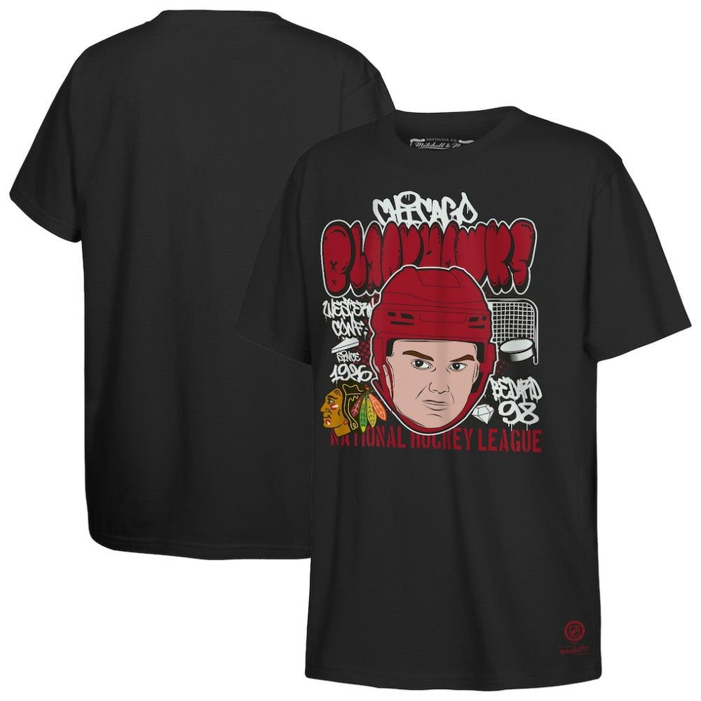 NHL Black Connor Bedard Chicago Blackhawks Mitchell & Ness Youth Caricature T-Shirt