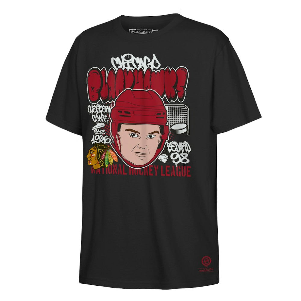 NHL Black Connor Bedard Chicago Blackhawks Mitchell & Ness Youth Caricature T-Shirt