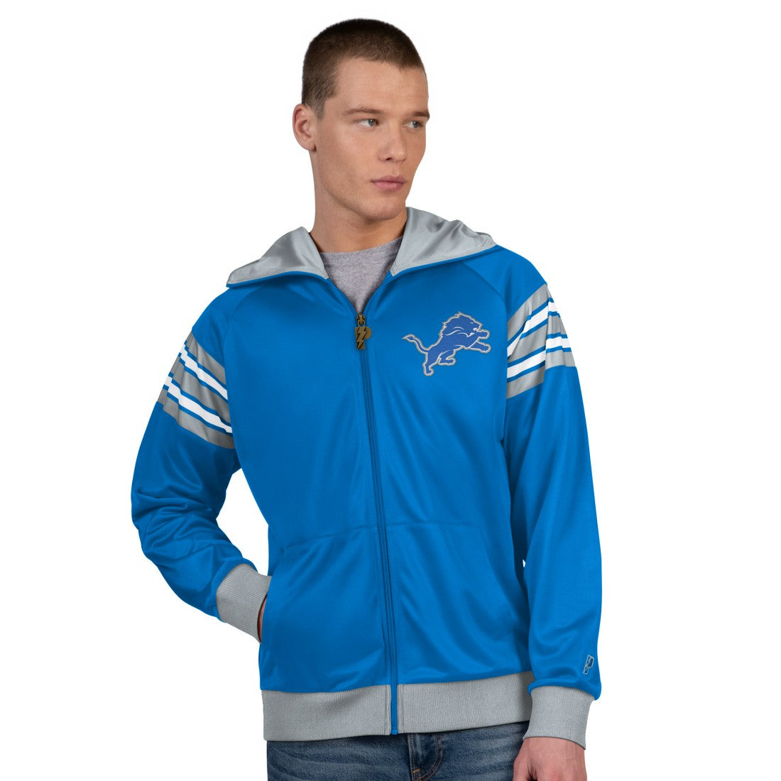 Pro Player Helmet Full-Zip Hooded Track Jacket - Detroit Lions