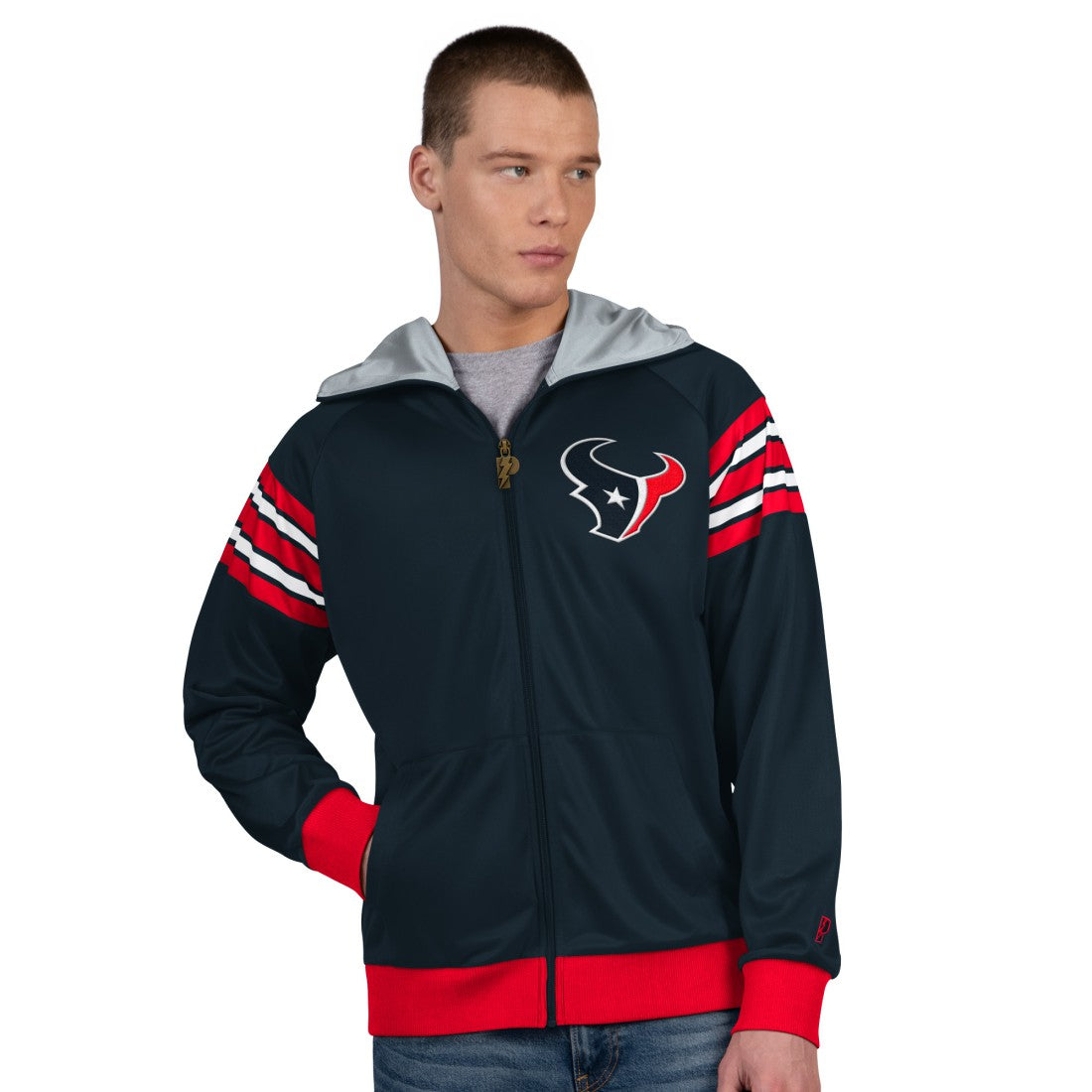 Pro Player Helmet Full-Zip Hooded Track Jacket - Houston Texans