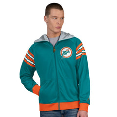 Pro Player Retro Helmet Full-Zip Hooded Track Jacket - Miami Dolphins