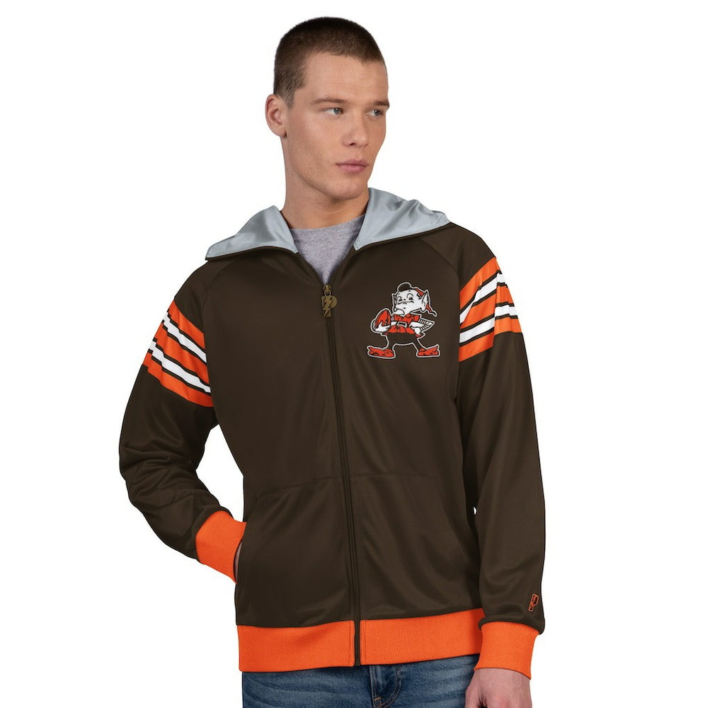 Pro Player Retro Helmet Full-Zip Hooded Track Jacket - Cleveland Browns