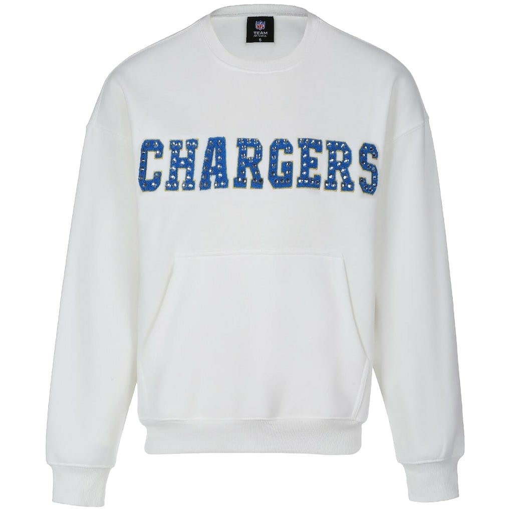 Cuce Women's Chenille Jeweled Sweatshirt - Los Angeles Chargers