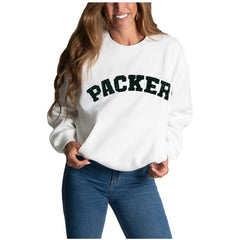 Cuce Women's Chenille Jeweled Sweatshirt - Green Bay Packers