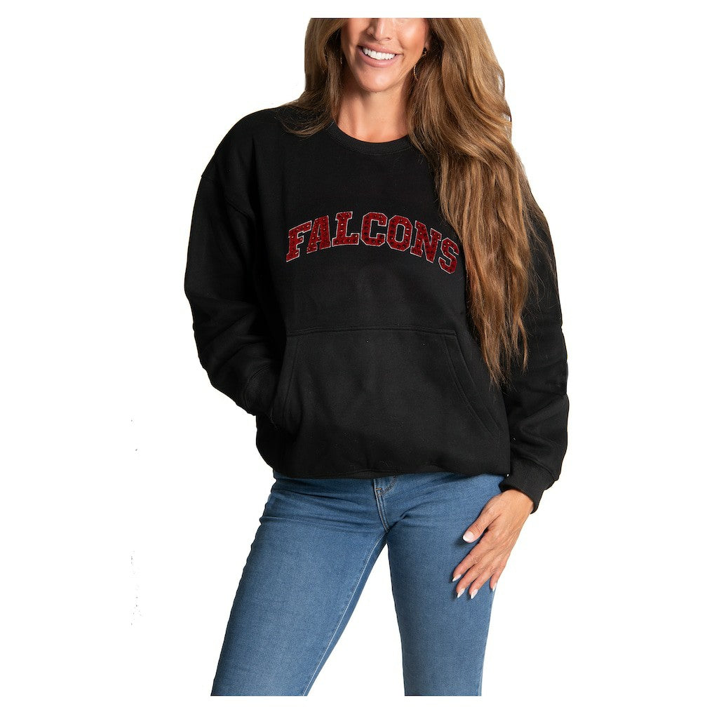 Cuce Women's Chenille Jeweled Sweatshirt - Atlanta Falcons