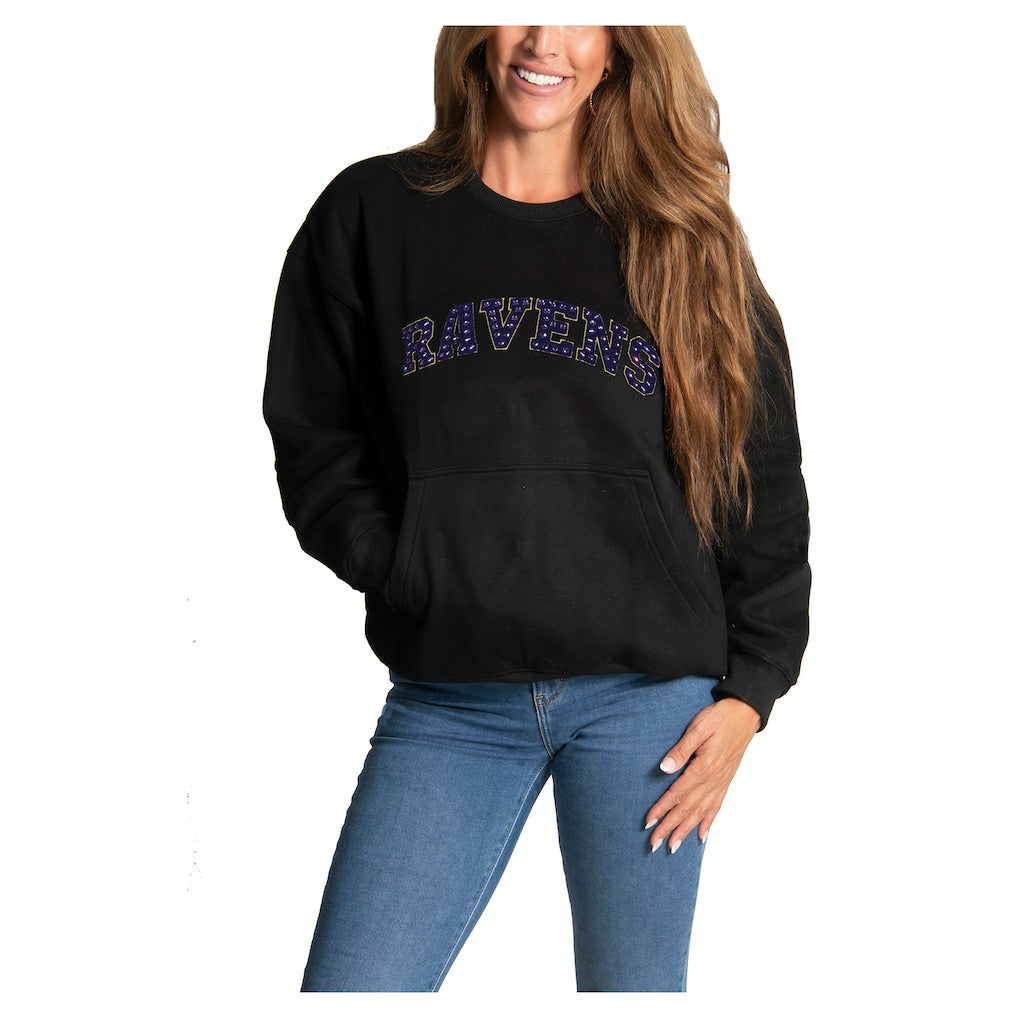 Cuce Women's Chenille Jeweled Sweatshirt - Baltimore Ravens
