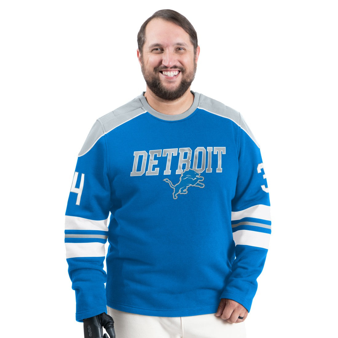G-III Sports by Carl Banks Adaptive Lord Stanley Crewneck Sweatshirt - Detroit Lions