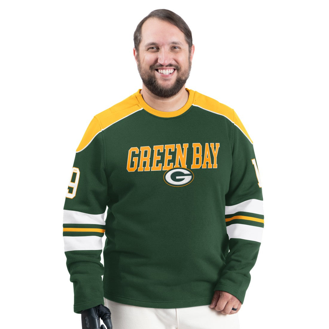 G-III Sports by Carl Banks Adaptive Lord Stanley Crewneck Sweatshirt - Green Bay Packers