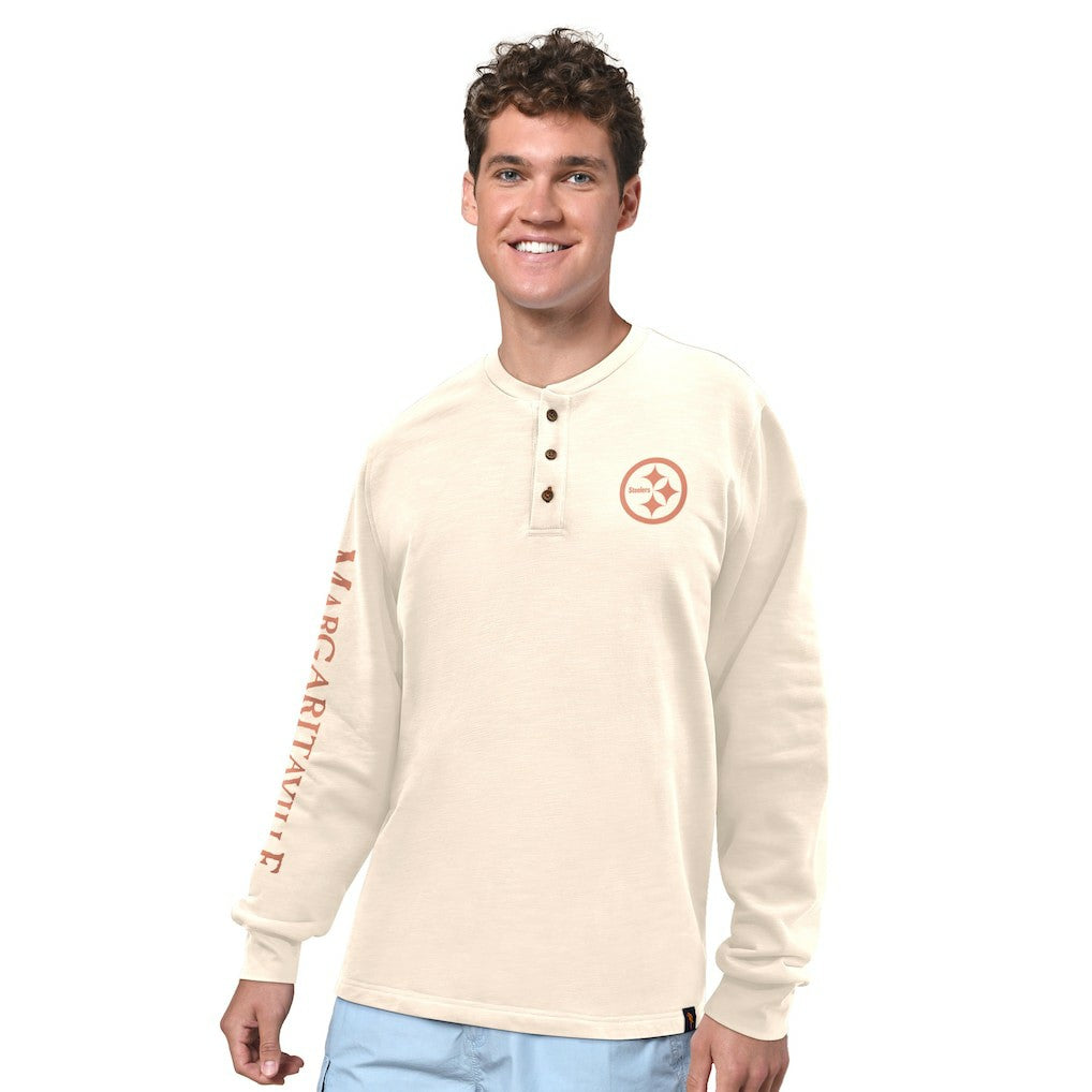 Margaritaville Five O'Clock Henley Long Sleeve T-Shirt - Pittsburgh Steelers
