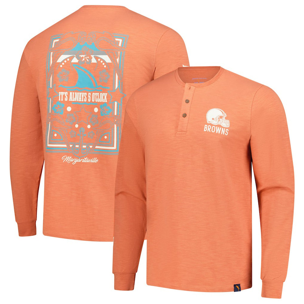 Margaritaville Five O'Clock Henley Long Sleeve T-Shirt - Cleveland Browns
