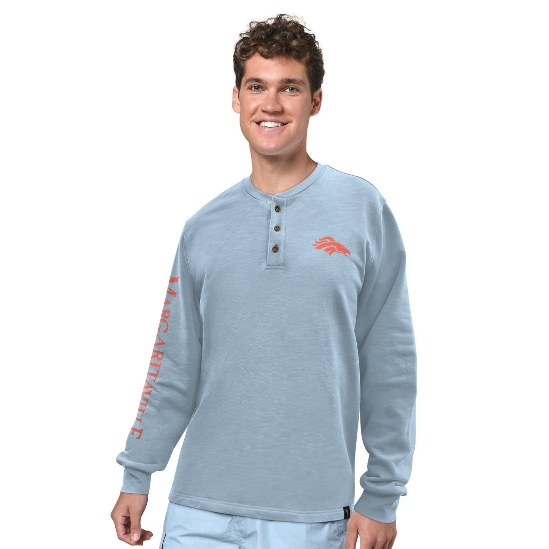 Margaritaville Five O'Clock Henley Long Sleeve T-Shirt - Denver Broncos