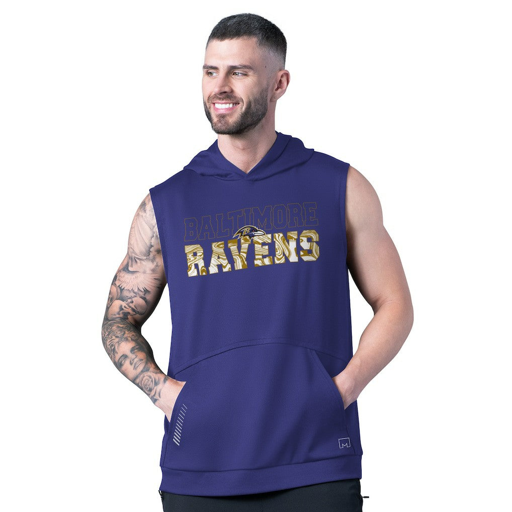 MSX by Michael Strahan Tri-Blend Rebound Sleeveless Hoodie - Baltimore Ravens