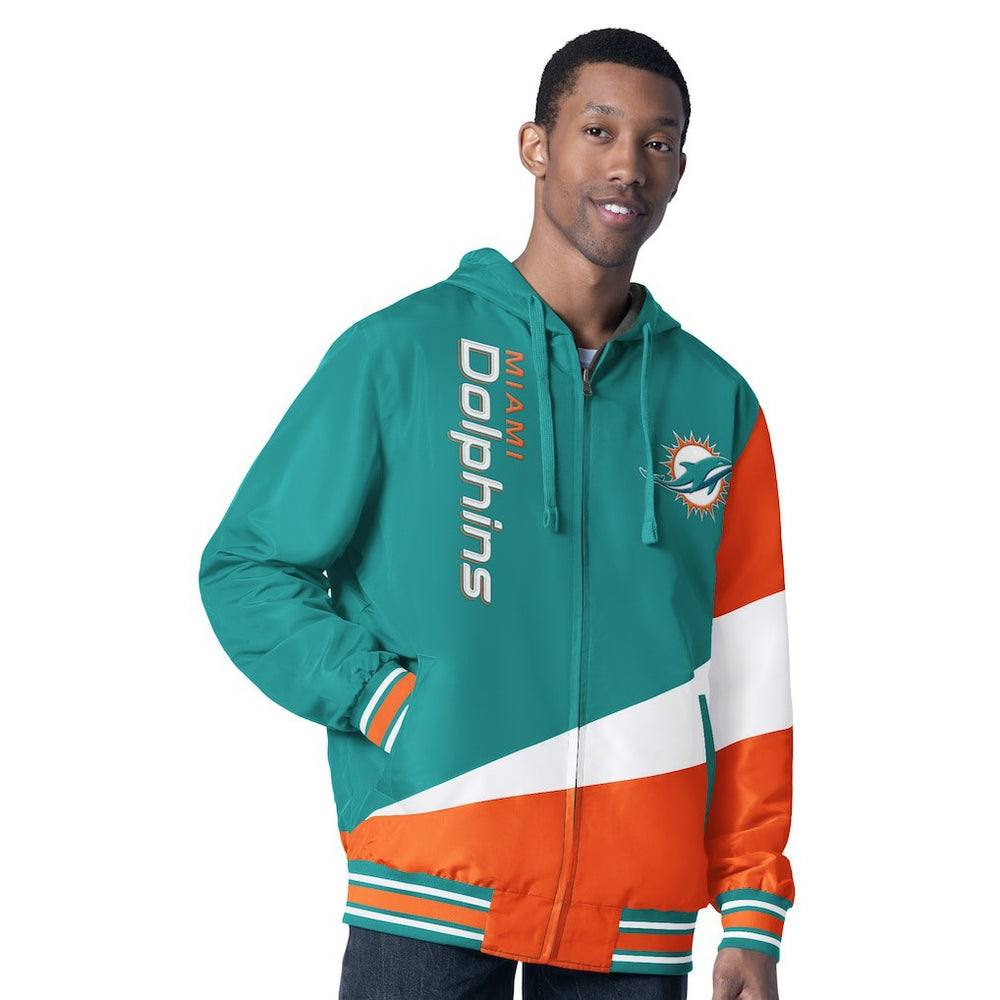 G-III Sports by Carl Banks Dual Threat Reversable Full-Zip Hooded Jacket - Miami Dolphins
