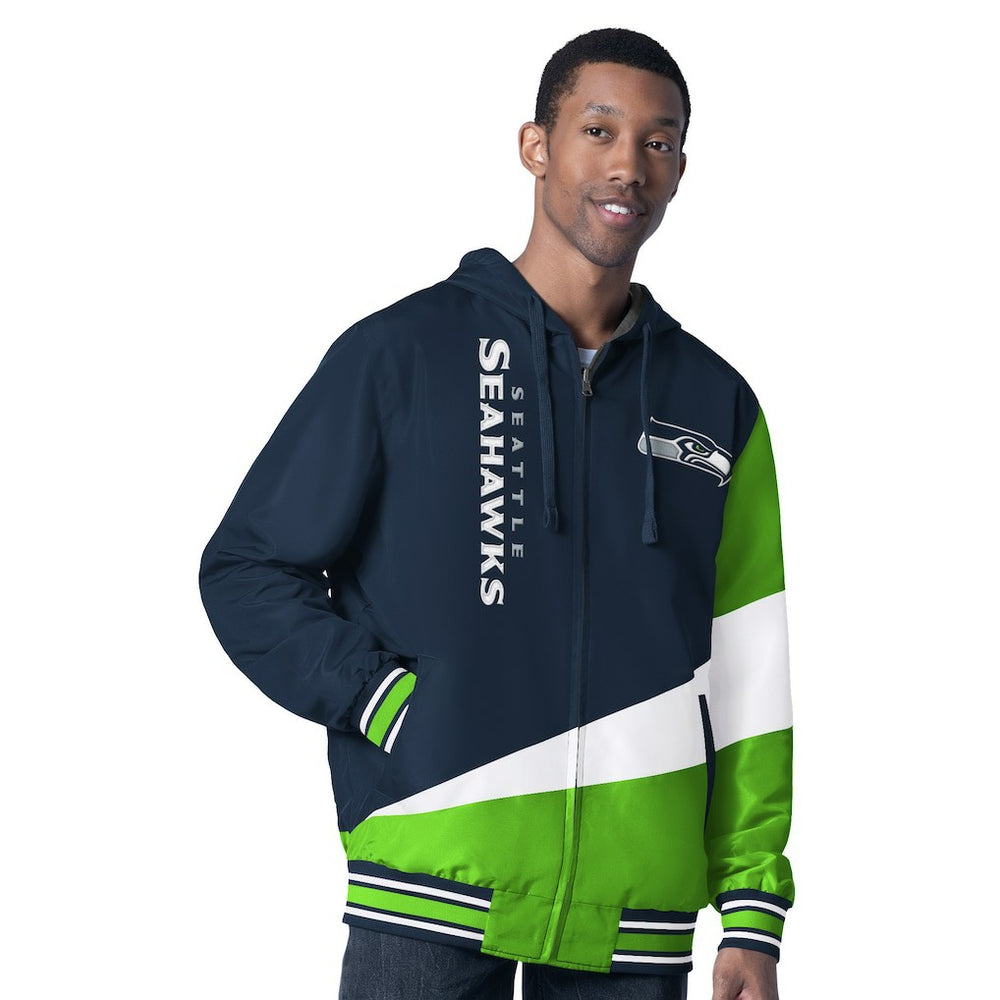 G-III Sports by Carl Banks Dual Threat Reversable Full-Zip Hooded Jacket - Seattle Seahawks
