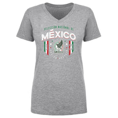 Mexico National Team 500 Level Women's V-Neck T-Shirt -  Heather Gray