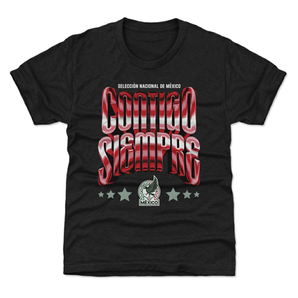 Mexico National Team 500 Level Youth Contigo Siempre Vintage T-Shirt -  Black