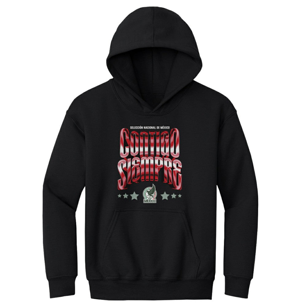 Mexico National Team 500 Level Youth Contigo Siempre Vintage Pullover Hoodie -  Black